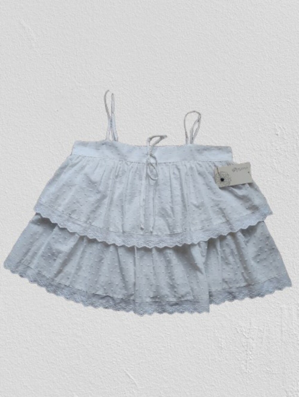NWT Everleigh White Swiss Dot Tiered Camisole Top Size Small Coquette Cottagecor